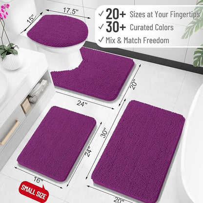 OLANLY Large Bathroom Rugs 40x24, Extra Soft Absorbent Chenille Bath Rugs, Rubber Backing Quick Dry, Machine Washable Bath Mats for Bathroom Floor, Tub and Shower, Home Decor Accessories, Purple