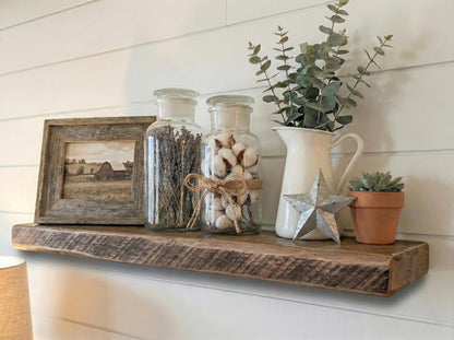 MY VINTAGE FINDS Reclaimed Wood Floating Shelves Real Solid Thick Wood Rustic Shelf Handmade