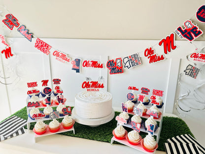 Ole Miss Party Supplies for Football, Birthday Gift, Graduation Party Banner and Cake Toppers (42 Pieces) (Ole Miss Rebels)