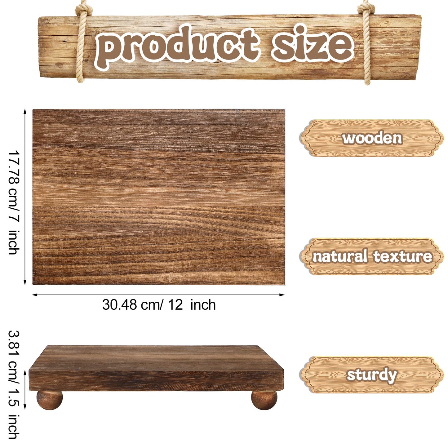 Amyhill Wood Pedestal Stand Kitchen Soap Tray Farmhouse Wooden Riser Stand for Kitchen Bathroom Counter Table Decor Plant Vases Display(Classic,Dark Brown,12 x 7 Inch)