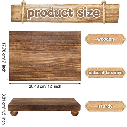 Amyhill Wood Pedestal Stand Kitchen Soap Tray Farmhouse Wooden Riser Stand for Kitchen Bathroom Counter Table Decor Plant Vases Display(Classic,Dark Brown,12 x 7 Inch)