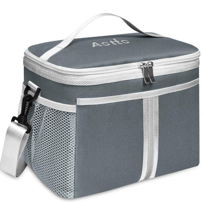 Aotto Insulated Lunch Bag - Large Thermal Tote for Women & Men, Reusable Cooler with Front Pocket, Dual Side Pockets, Interior Mesh Organizer & Adjustable Shoulder Strap for Office, Travel, Picnic
