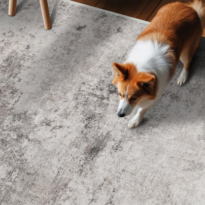 BYYVOO Grey Abstract 3x8 Washable Hallway Runner Rug