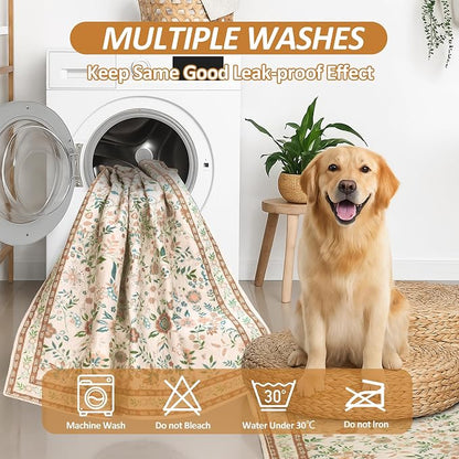 Washable Puppy Dog Pee Pad, 2PCS 100% Waterproof Whelping Training Mat for Puppy/Senior Dog, Fast Drying Reusable Puppy Pads for Indoor, Outdoor and Car Travel (Yellow, 48*48 Inch(Pack of 2))