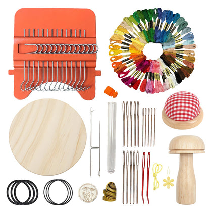 Esoes Speedweve Darning Mini Loom Kits with 50 Color Threads, Sock Darning Mushroom Egg, Complete Darning Kit for Beginners Quickly Mending Jeans Socks, DIY Knit Patch Repair Clothes Tool