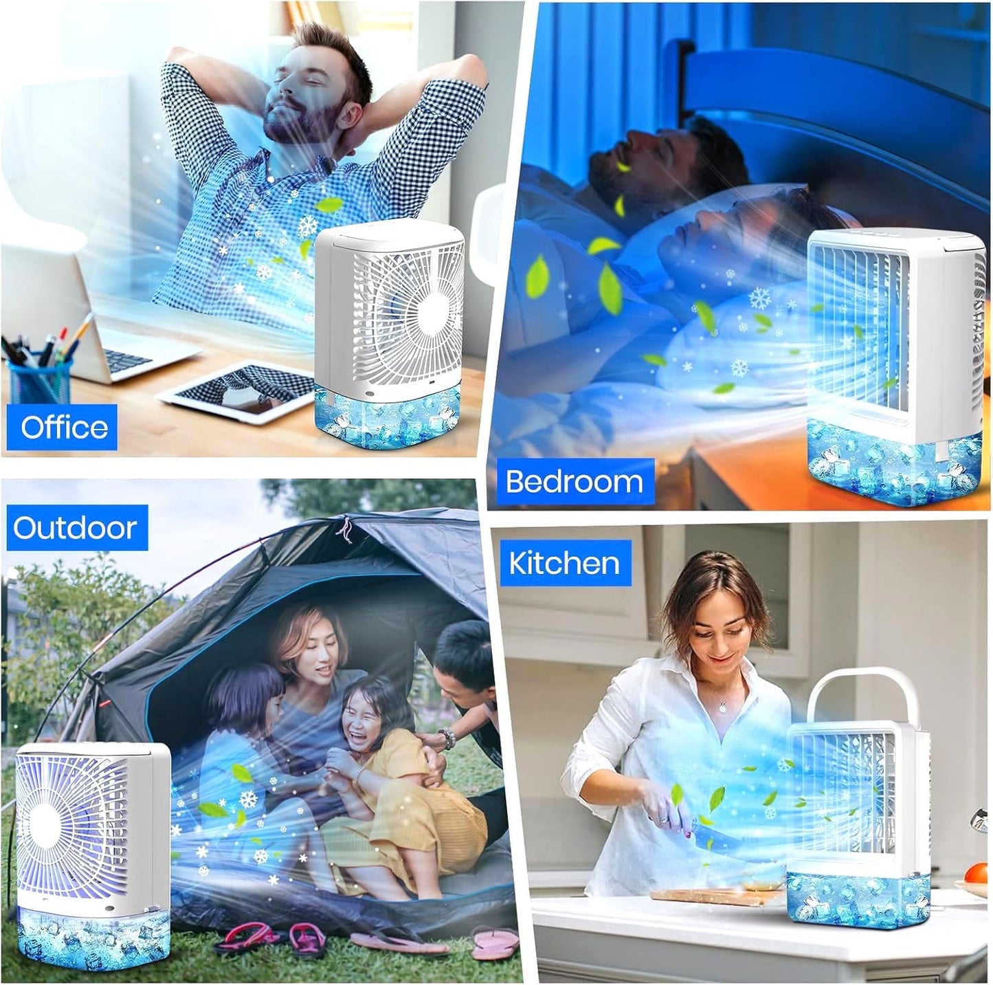 Portable Air Conditioners Ice Fan That Blow Cold Air USB Mini Air Conditioners 3 Wind Speed & 7 Colorful LED Light Cool Mist &Timer Evaporative Air Cooler Personal AC For/Bedroom/Desk/Room/Tabletop