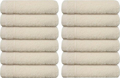 Tens Towels Pack of 12 Washcloths, 12 x 12 Inches, Lighter Weight, Quick to Dry