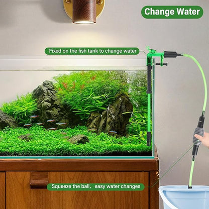 AQQA Aquarium Siphon Gravel Vacuum Fish Tank Cleaner kit,Stress Ball Python Water Changer,Extendable Length and Fixed On Fish Tank,Manually Water Changer Wash Sand L