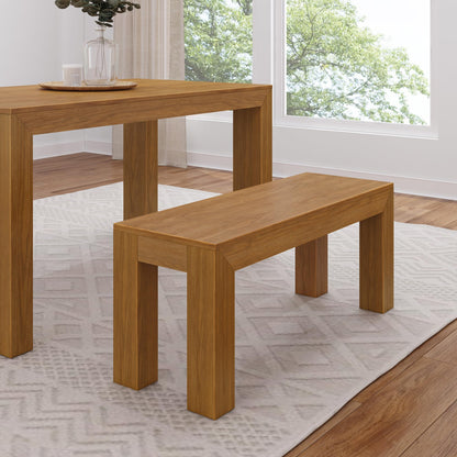 Plank+Beam 60 Inch Dining Bench for Dining Room, Bench for 72 Inch Table Kitchen Dining Seat, Wooden Outdoor Bench, Solid Wood Entryway Bench, Pecan Wirebrush