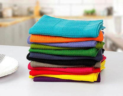 Cotton Craft 12 Pack Multicolor Kitchen Towels 16x28 Inches- Pure Cotton