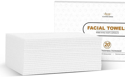 Disposable Face Towel, Biodegradable Facial Towels 9.8"×9.8", Makeup Remover