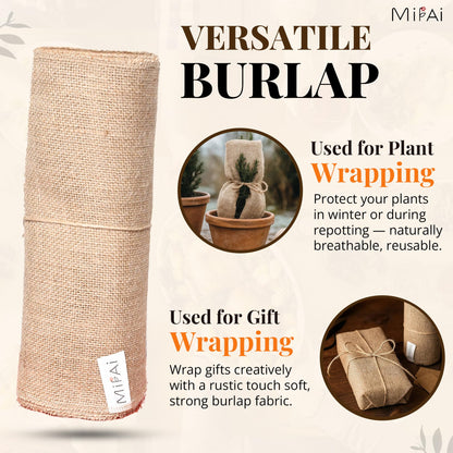 Mifai Burlap Table Runners 12in x 30 ft(10 Yards)-Cut to Your Length Burlap Roll -50 Yarns/10cm Density-Ecofriendly- Reusable- Perfect for Crafts, Décor, Gift Wrapping, DIY and Gardening