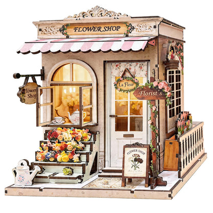 Book Nook Kit DIY Miniature House – 3D Wooden Puzzle Bookshelf Insert with LED Lights, Tiny Dollhouse Building Model Craft Kit, Unique Book Nook Decor Gift for Adults, Teens, Book Lovers