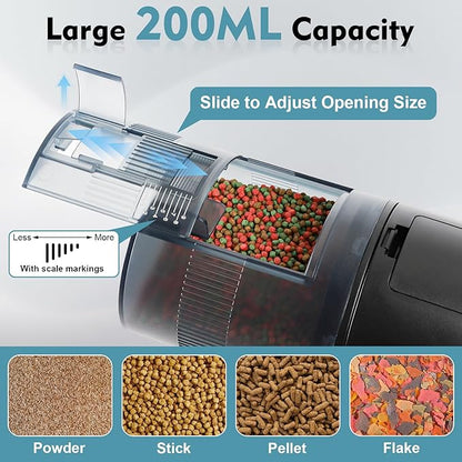 fishkeeper Automatic Fish Feeder for Aquarium: Moisture-Proof Auto Feeders Dispenser for Small Tank Turtle Betta Koi - Battery Food Feeding Timer for Flakes Pellet Vacation Weekend Day