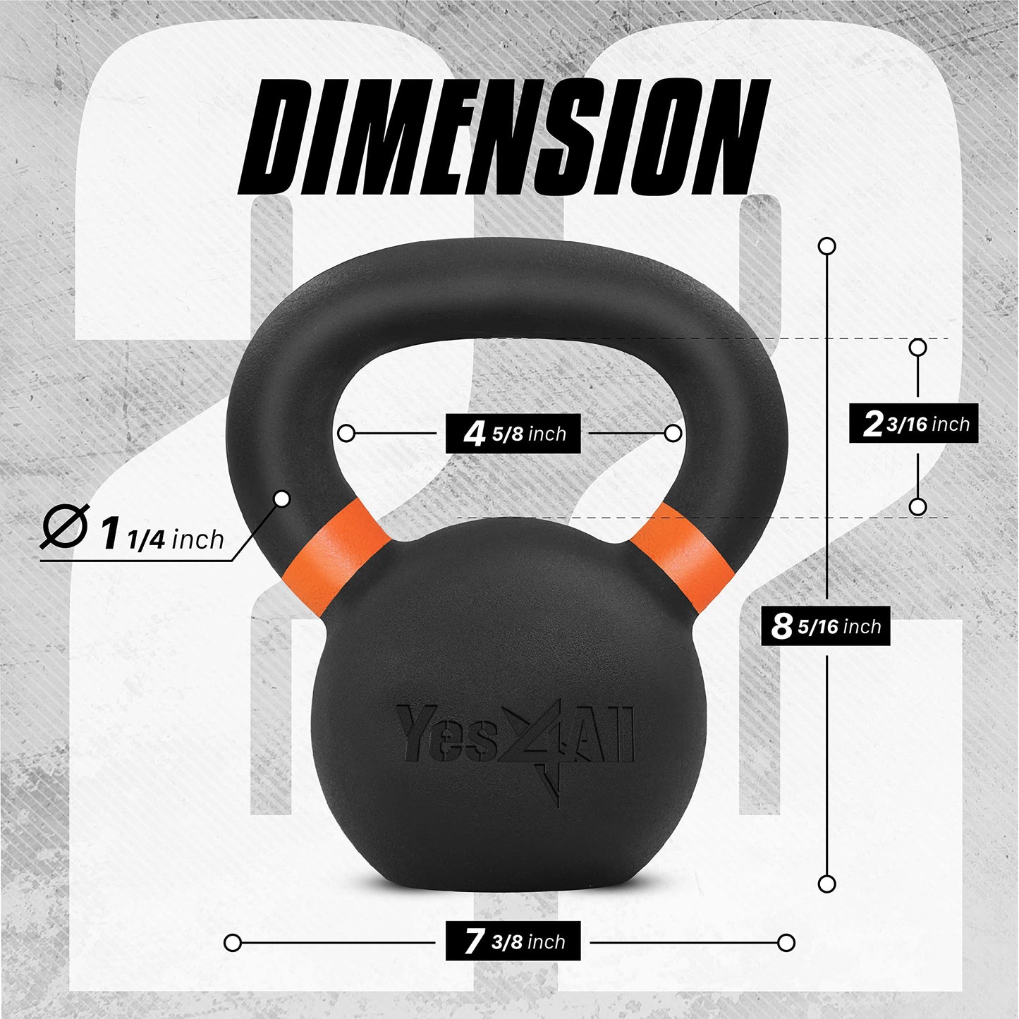 Yes4All Powder Coated Kettlebell, Cast Iron Core Kettlebells with Non-Slip Handle & Flat Bottom for Conditioning, Heavy Duty for Strength Training, 9lb to 71lb - Single & Pair