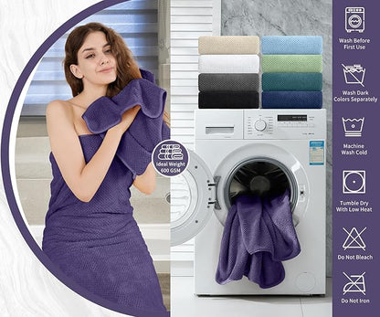 8 Piece Bathroom Towel Set |2 Oversized Large Bath Towels Sheet, 2 Hand Towels