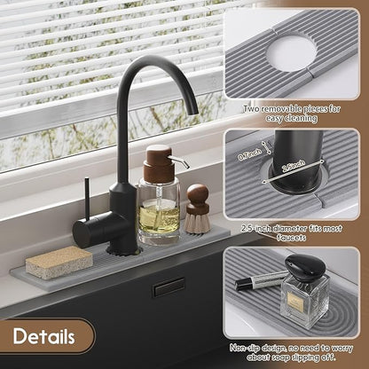 Faucet Mat for Kitchen Sink, Diatomite Quick Drying Tray, 15.8 Inch Kitchen