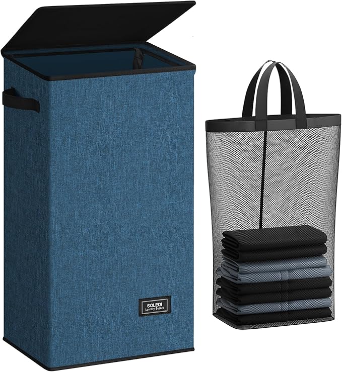 SOLEDI Laundry Hamper with Lid 100L Large & Tall Collapsible Laundry Baskets