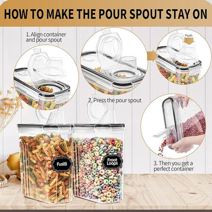PRAKI Cereal Containers Storage Set, Measuring Cup & Marker