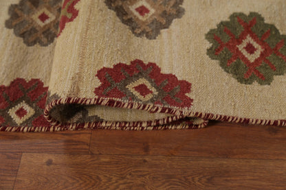 Rug Source Southwestern Style Collection 8x10 Kilim Area Rug, Flatweave/Hand-Woven Beige & Ivories Geometric/All-Over Rug, Oriental Wool Carpet for Bedroom, Living Room, and Dining Room
