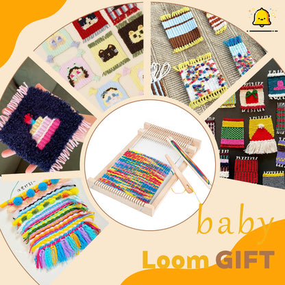 Wooden Weaving Loom Kit for Kids,Arts and Crafts Mini Weaving Loom with Colorful Weaving Yarns,11.4" x 7.5" Frame Looms for DIY Tapestry,Coaster,Art Projects,DIY Weaving Kit for Beginners and Adults