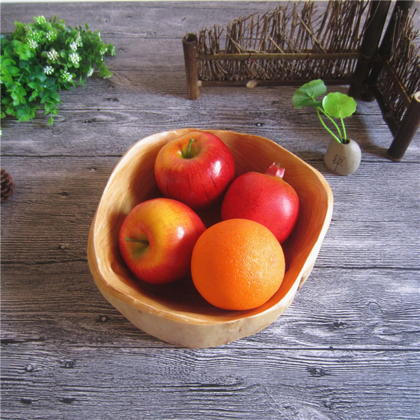 MIATTCLD Wooden Bowl Decorative Natural Wood Fruit Bowl, Irregular Creative Wood Bowls, Rustic Hand Carved Candy Snack Keys Serving Bowls for Home Decor(8"-10" Diameter)