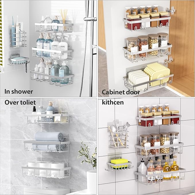 5 Pack Shower Caddy Organizer Rack Shelf