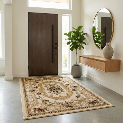 Unique Loom Versailles Collection Traditional Classic Floral Motif Area Rug (4' 0 x 6' 0 Rectangular, Ivory/ Tan)