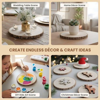 10 Pack Wood Centerpieces for Tables Natural Round Wood Slices for Rustic Wedding Decor and Table Decorations Unfinished Wooden Rounds (8–9 inch)