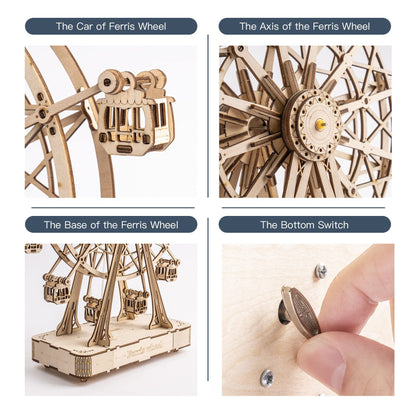 Rowood 3D Wooden Puzzle for Adults, DIY Miniature Dollhouse Kits, Homey Kitchen Bundle Ferris Wheel, Birthday