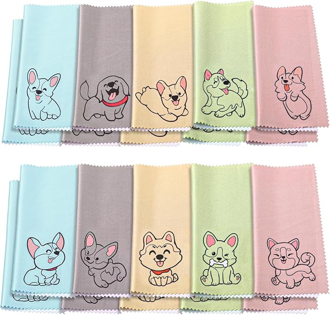 WILLBOND 20 Pcs Microfiber Cleaning Cloth Cute Dog Design Microfiber Cloth Soft