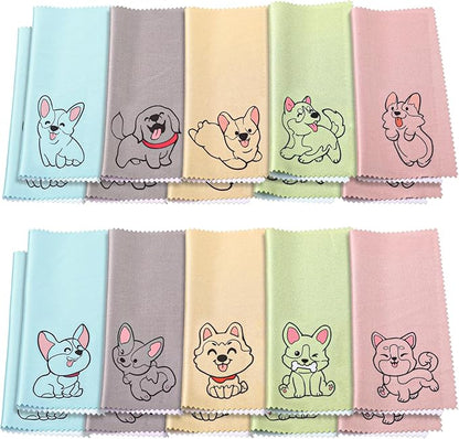 WILLBOND 20 Pcs Microfiber Cleaning Cloth Cute Dog Design Microfiber Cloth Soft