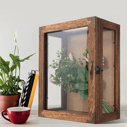 Shadow Box Display Case 11x14 Deep with Glass on 4 Sides, 6.2in Depth Wall Mounted Memory Box for Keepsakes, Wooden Display Case for Graduation Cap, Jersey, Wedding, Medals – Rustic Shadowbox Frame