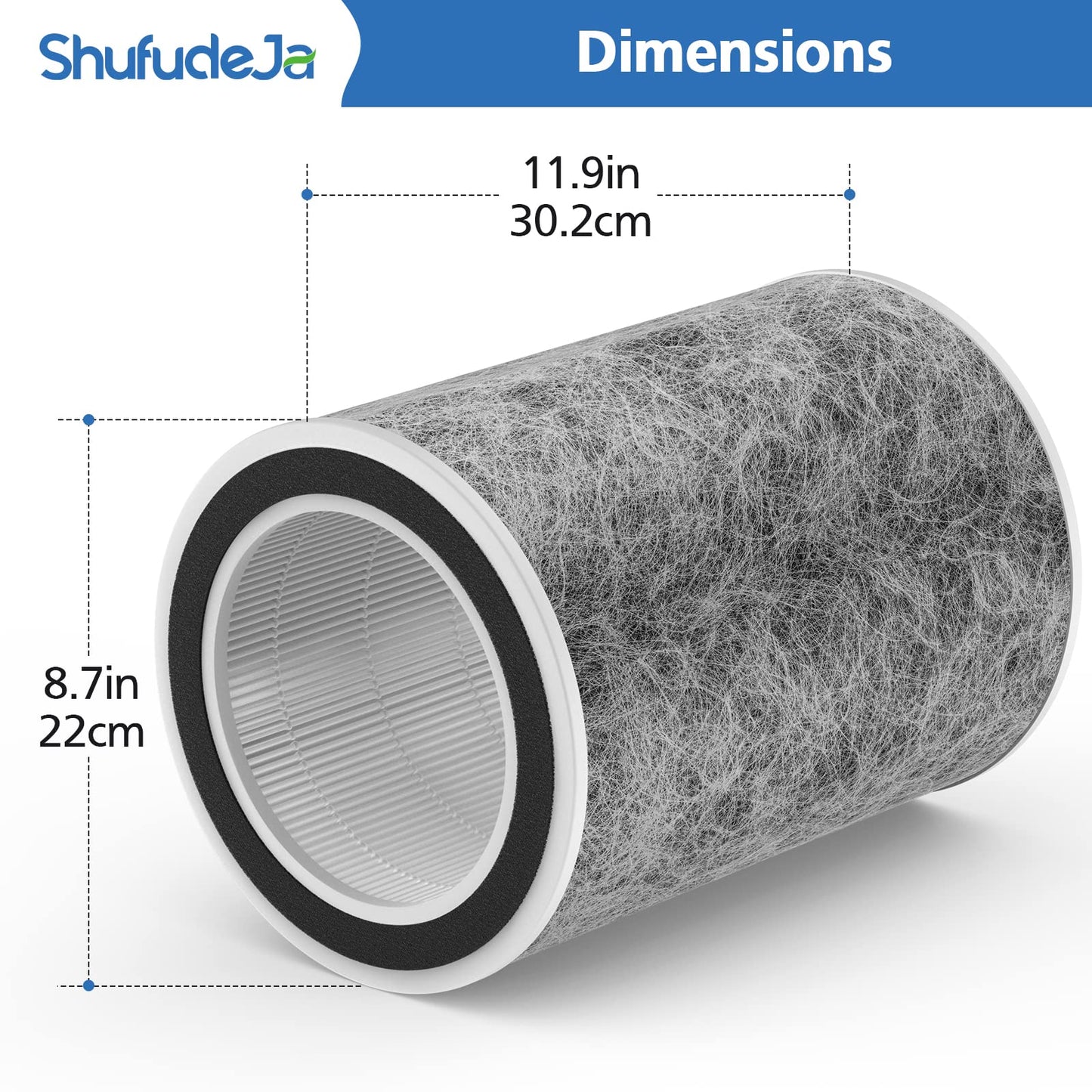 HP302 HP301 Replacement Filter Compatible with Shark HP202 HP201 HC502 HP232 HC501 AP1000 Air Purifier MAX, Cleans up to 99.97% of particles, Part # HE2FKBAS, HE2FKBASMB, 1 Pack