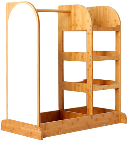 NAVREX Kids Dress Up Storage Wardrobe, Dress-up Center with Mirror, Kids Armoire with Hanging Rack, Solid Wood Costume, Gift for 3-6 Years Old Girls, Pretend Play Toy Organizer, Value Lies in Material