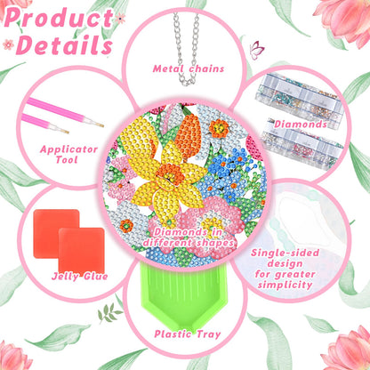 Menkxi 3 Pcs Spring Diamond Art Kits for Adults Spring Flowers Diamond Painting Kits 5d DIY Wreath Tulip Spray Bottle Crystal Painting Hanging Sign for Beginners Craft Supplies Door Wall Window Decor