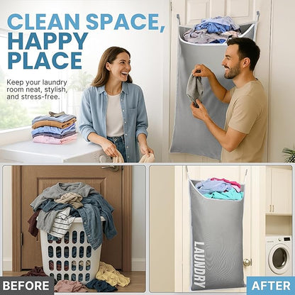 Hanging Laundry Hamper Bag XL 40x22", Space Saving over the Door Storage Bags
