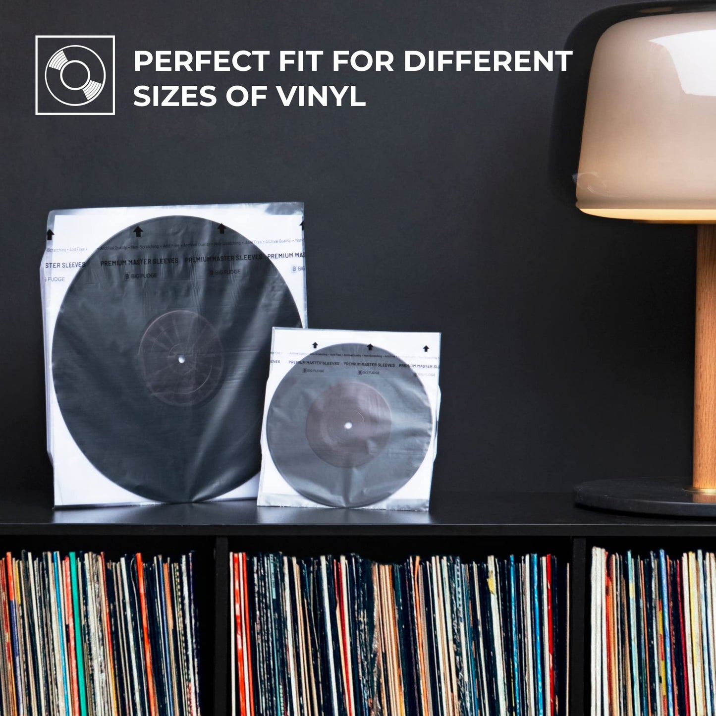 Big Fudge Vinyl Record Sleeves Inner - Clear 3-Ply Inner Sleeves for Vinyl Records 12" - Album Covers with Anti-Static Rice Paper - Acid Free Protective Outer Cover for - White, 50 Pack
