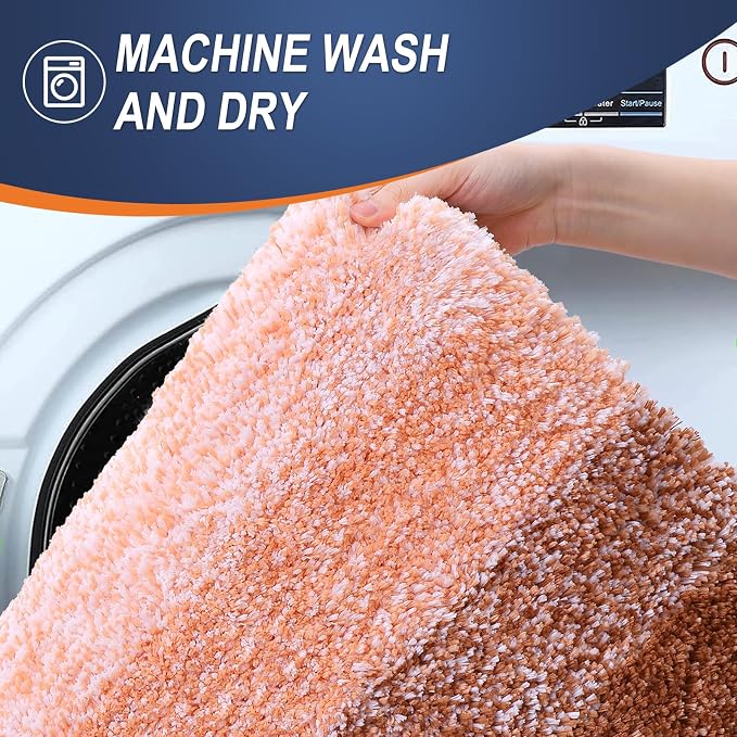 OLANLY Bathroom Runner Rugs Mat 47x20, Extra Soft Absorbent Microfiber Bath Rugs, Rubber Backing, Quick Dry, Washable Long Bath Mats for Bathroom Floor, Tub and Shower, Home Decor Accessories, Orange
