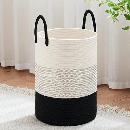 VIPOSCO Large Laundry Hamper, Tall Woven Rope Storage Basket