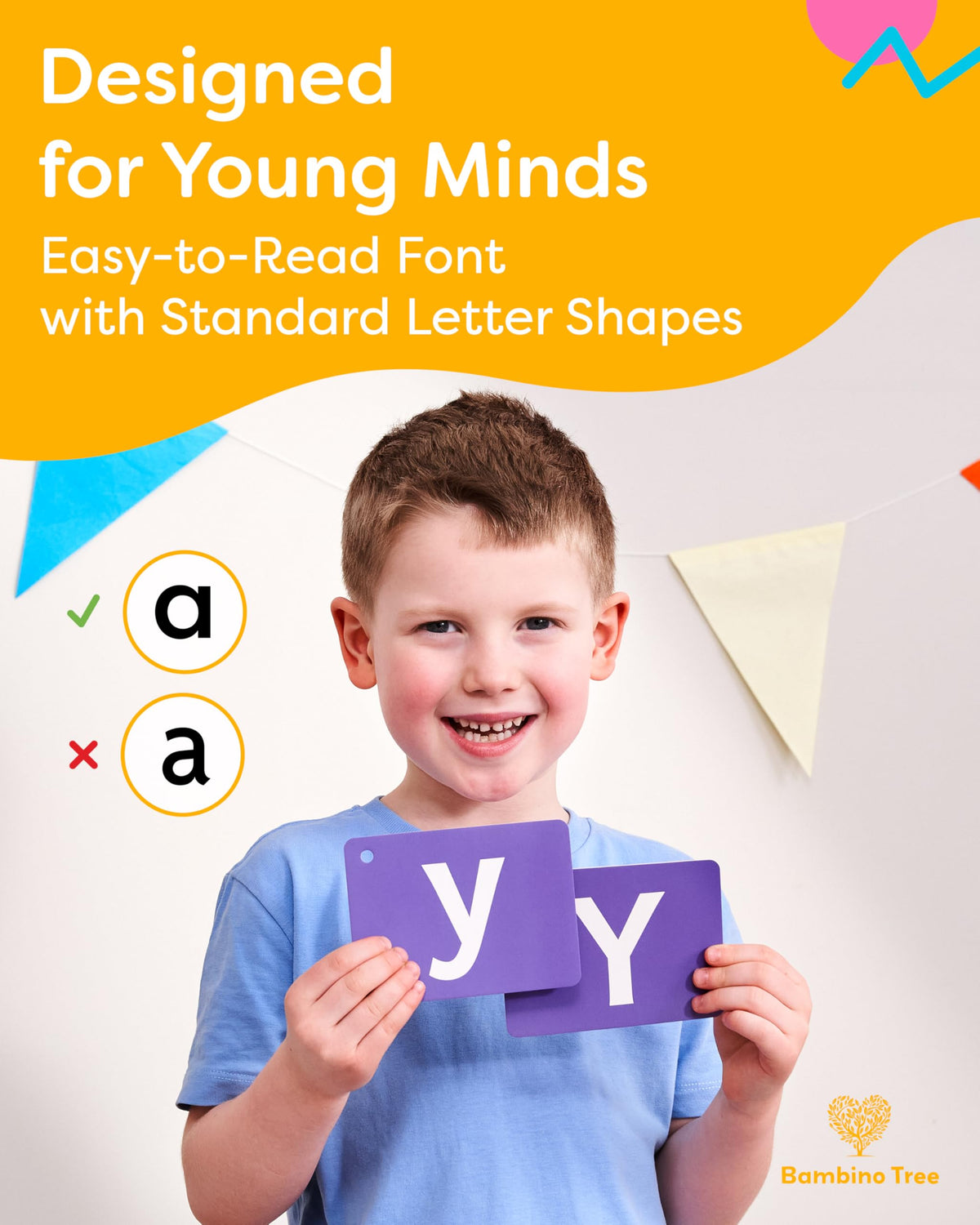 THE BAMBINO TREE Alphabet Flash Cards - Thick ABC Flash Cards for Kids Ages 3-6 - Lowercase & Uppercase Letter Recognition Learning Game