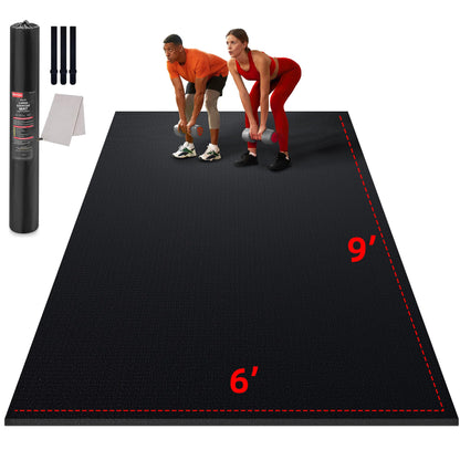 Large Exercise Mat for Home Workout,12‘x6’/10'x6'/9'x6'/8'x6'/7'x5'/6'x4' (7mm) Extra Thick Workout Mat, High-Density Gym Mat for Cardio, Jump Rope, MMA, Weights (Shoe-Friendly)