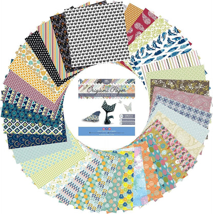 Japanese Origami Paper Set - 120 Sheets - Traditional 6x6 Folding Kit Featuring Floral, Animal, Aztec, Geometric Designs for Kids and Adults