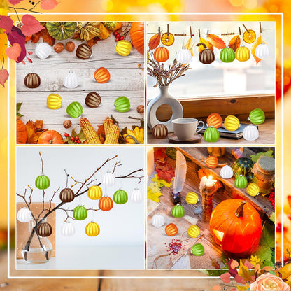 Tigeen 30 Pcs Thanksgiving Pumpkin Hanging Ornaments Fall Mini Pumpkin Hanging Tree Ornaments Ball Decorations for Tree Thanksgiving Harvest Party Halloween Home Decor (Cute)