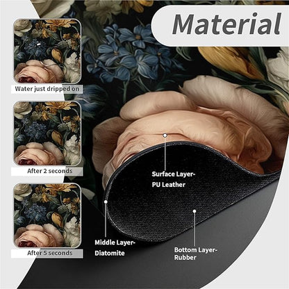 Kitchen Sink Splash Guard，Dark-floral Faucet Mat Sink Gadgets-Super Absorbent