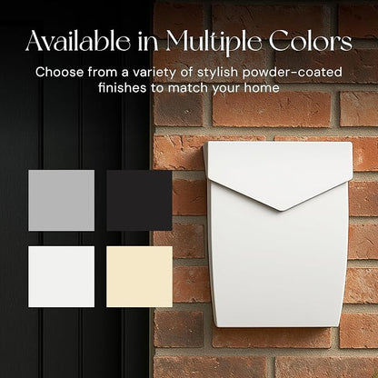 NACH Mailboxes for Outside Wall Mount, 4.8 x 10 x 13 inch White Wall Mounted Mailboxes for Outside, Waterpoof Mailbox for House - The Bradley Large Mail Box