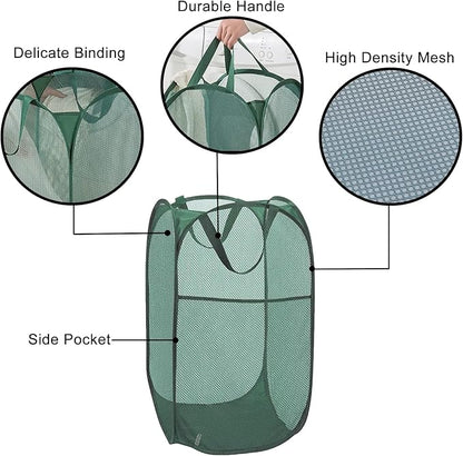 Pop Up Laundry Basket, Collapsible Mesh Laundry Hamper, Vertical Popup Hamper