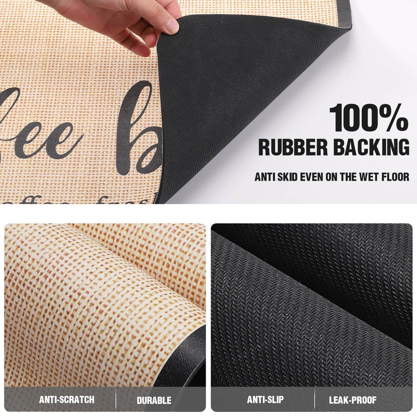 DK177 Coffee Mat - Dish Drying Mat for Kitchen Counter, Hide Stain, Absorbent with Waterproof Rubber Backing, Fit Kitchen Dish Rack Bar Accessories (Coffee Bar, 24" x 16")