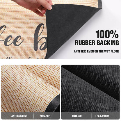 DK177 Coffee Mat - Dish Drying Mat for Kitchen Counter, Hide Stain, Absorbent with Waterproof Rubber Backing, Fit Kitchen Dish Rack Bar Accessories (Coffee Bar, 24" x 16")