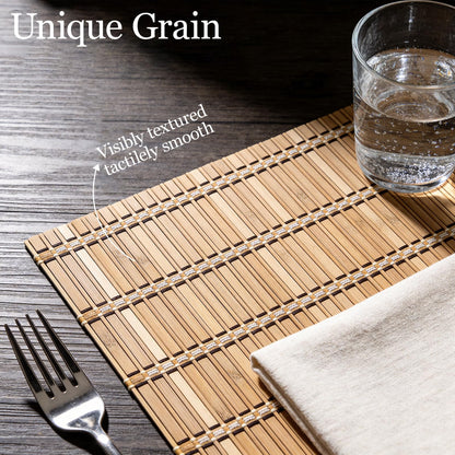 ChiUGua Bamboo Placemats, Heat-Resistant Table Mats, Set of 4, Brown